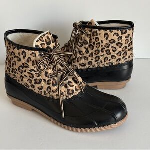 Magellan Quilted Leopard Print Women's Duck Boots | Rain Boots Size 9B